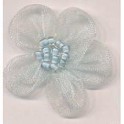 Organza Flower with Little Beads - Light Blue